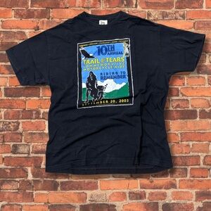 2003 Trail of Tears Motorcycle Ride T-Shirt XL Vintage Black Biker Graphic Tee